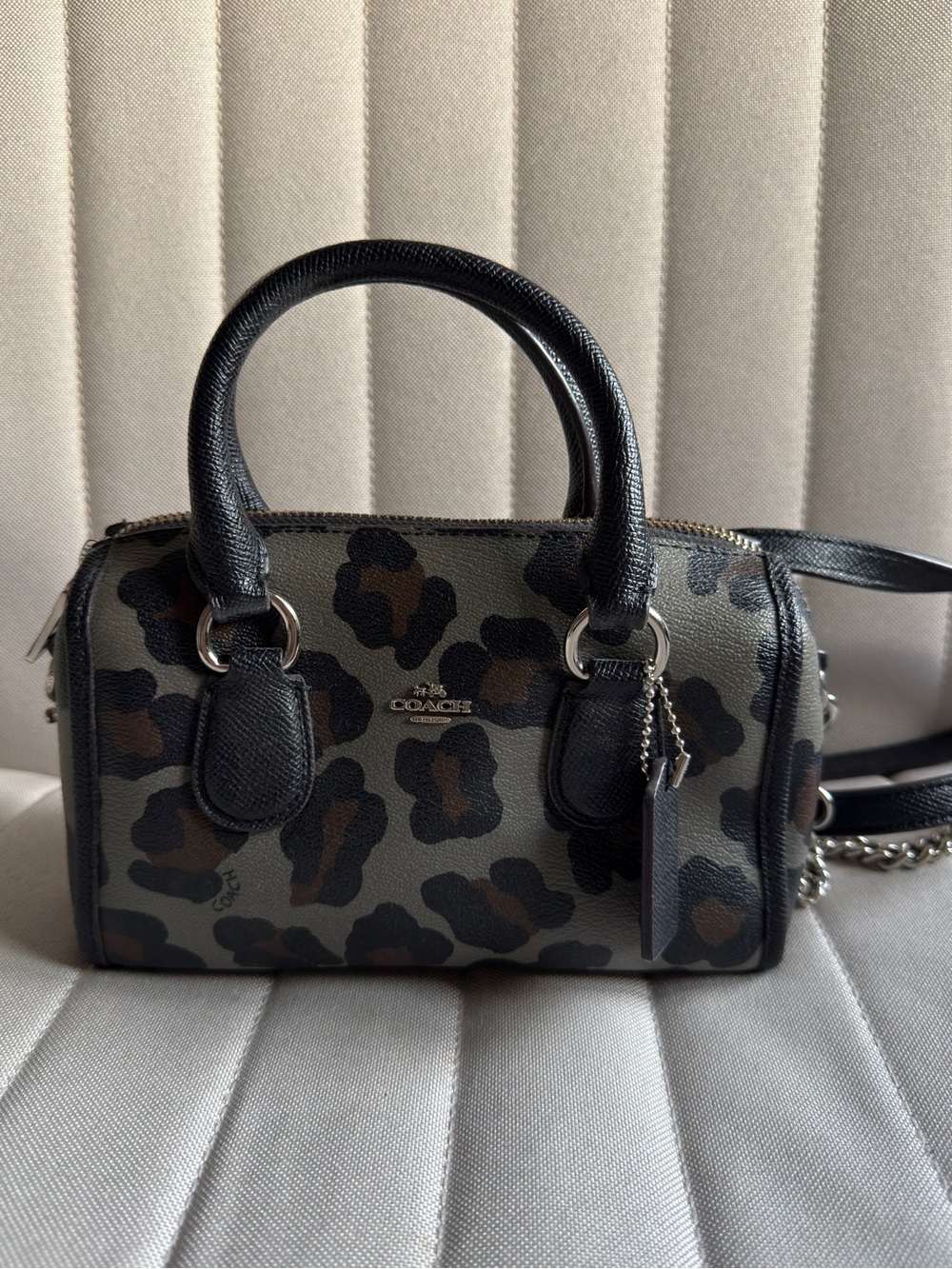 Coach Mini Bennett Ocelot Leopard Print Crossbody Satchel F36449